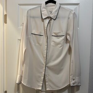 a new day White Button Down Shirt with Black Trim
